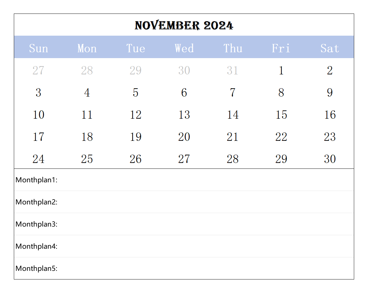 2024 November calendar