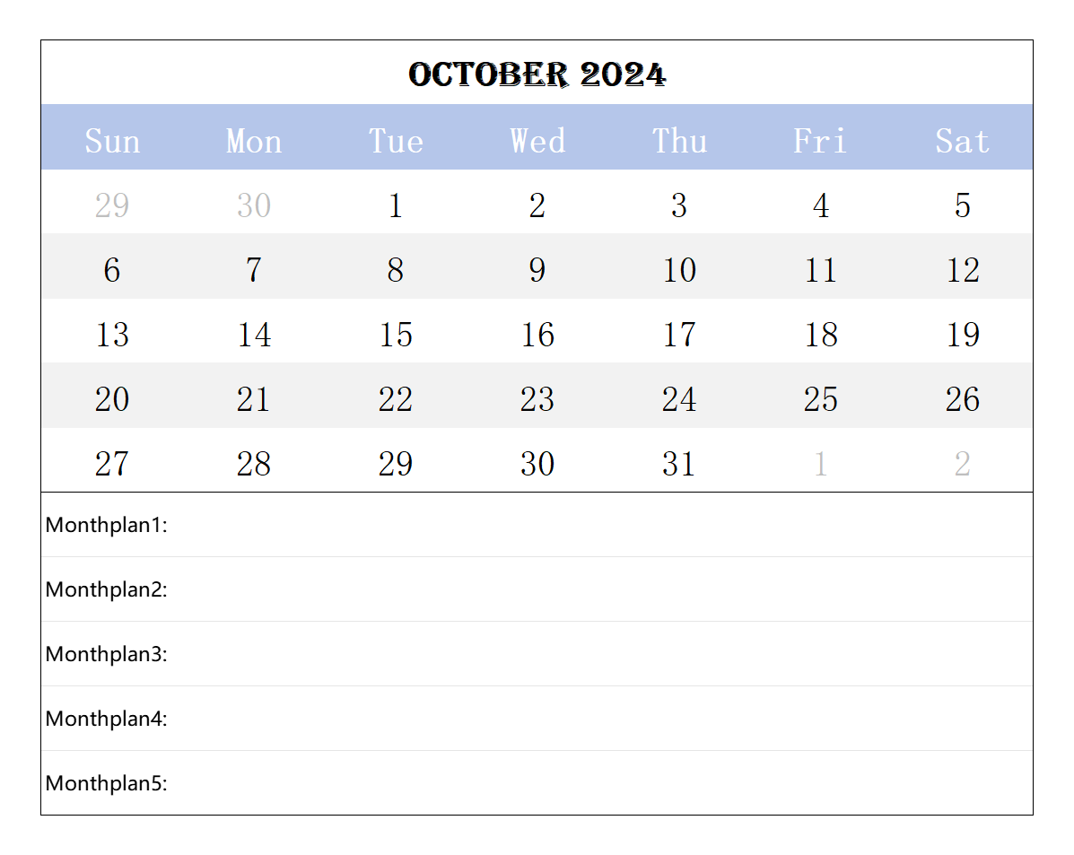 2024 October calendar