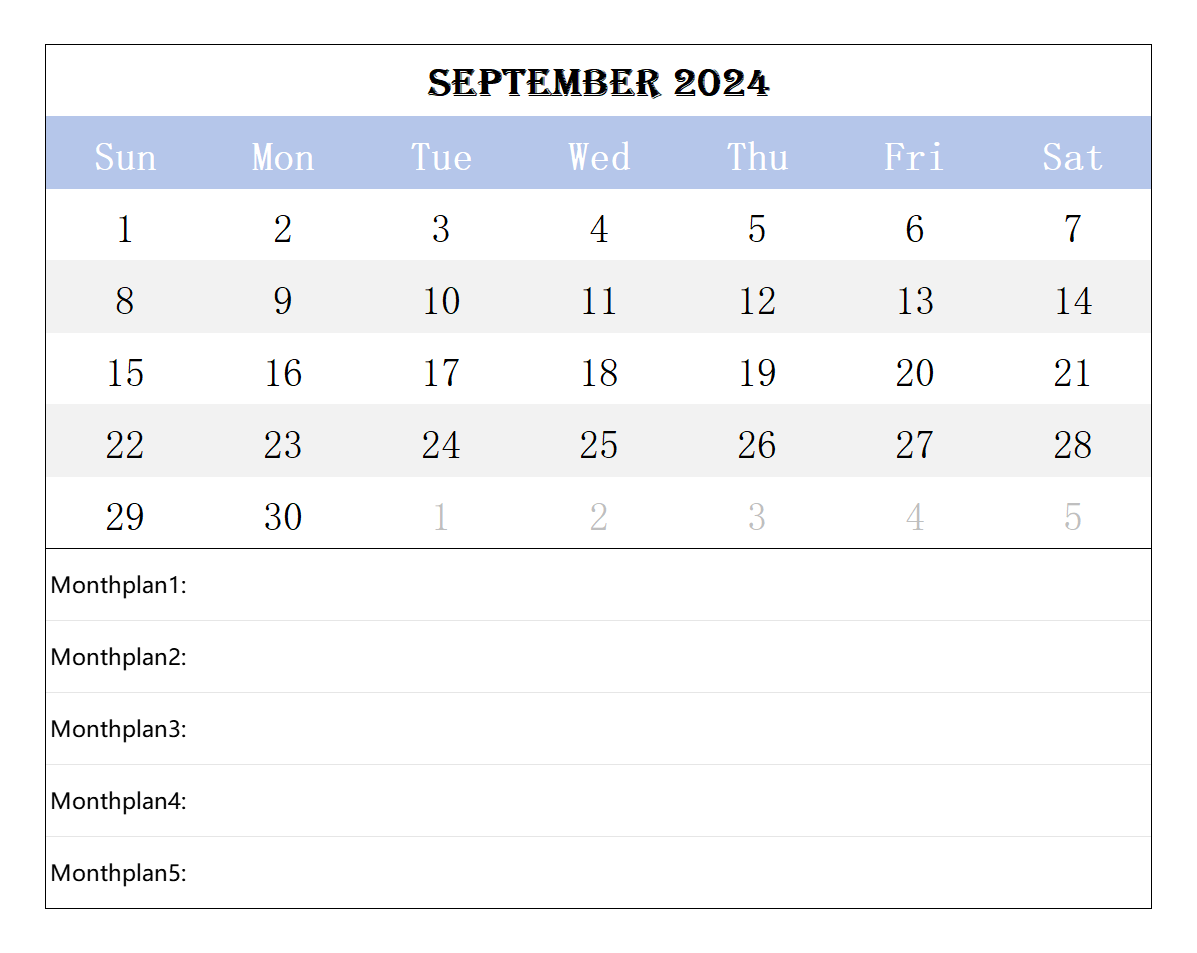 2024 September calendar